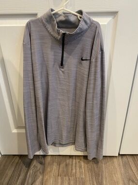 Nike Light Gray Dri-FIT Performance Top with Black Swoosh